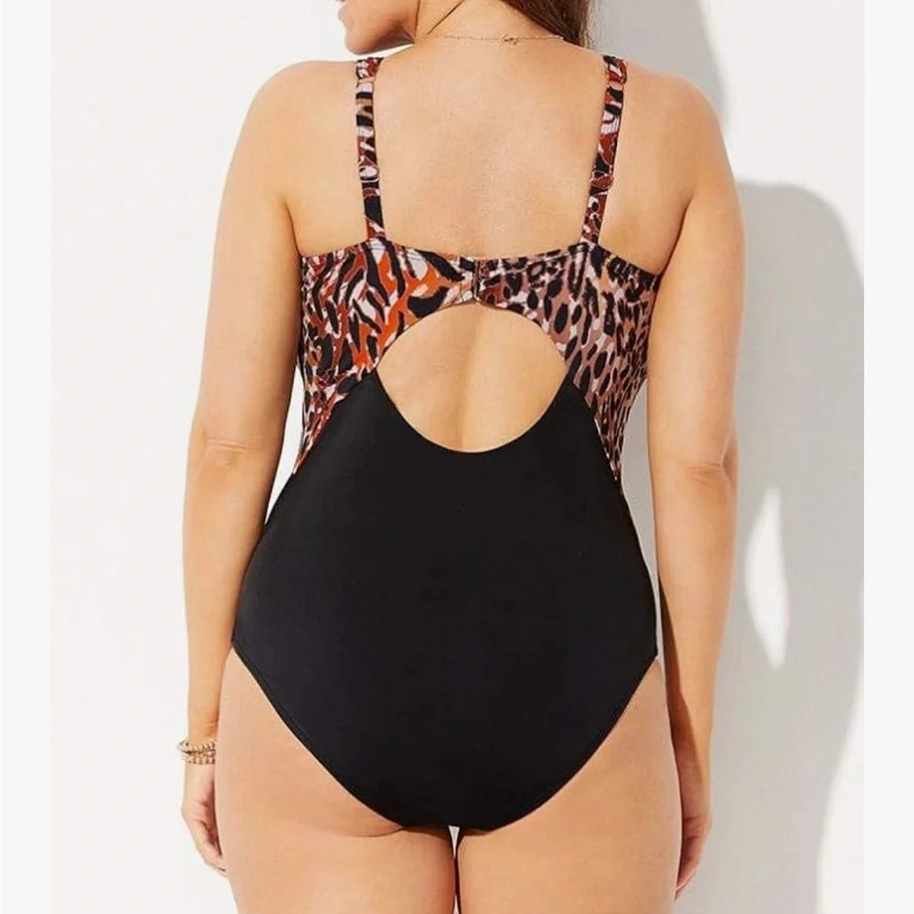 Swimsuits For All Women's Plus Size Center Ring Plunge One Piece Swimsuit XL